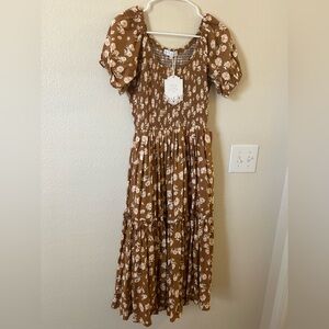 Ivy City Co Brown and Cream Floral Dress